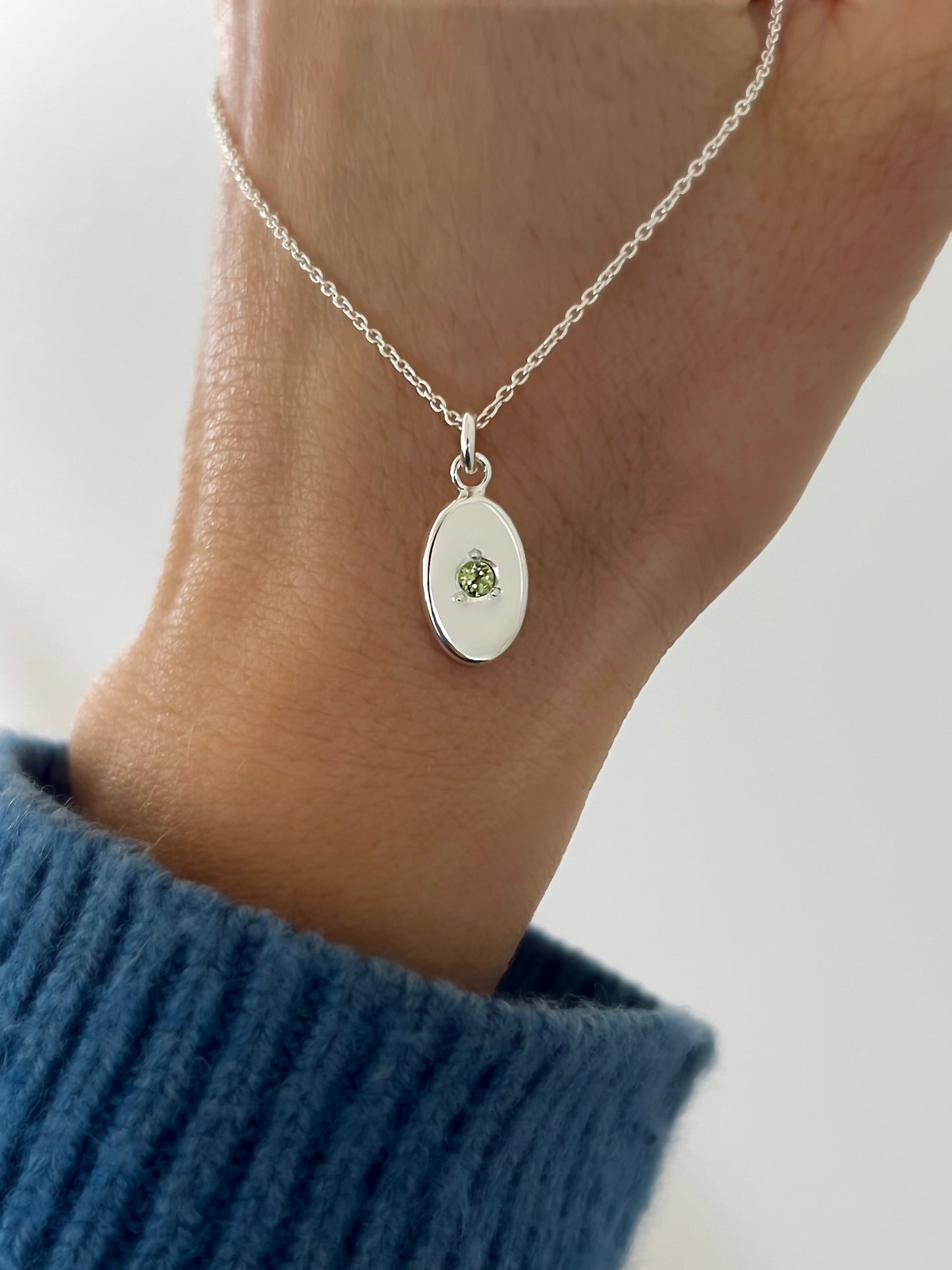 Recycled Sterling Silver and Peridot Pendant