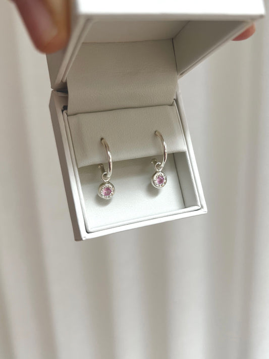 Recycled Sterling Silver Sapphire Pebble Hoops