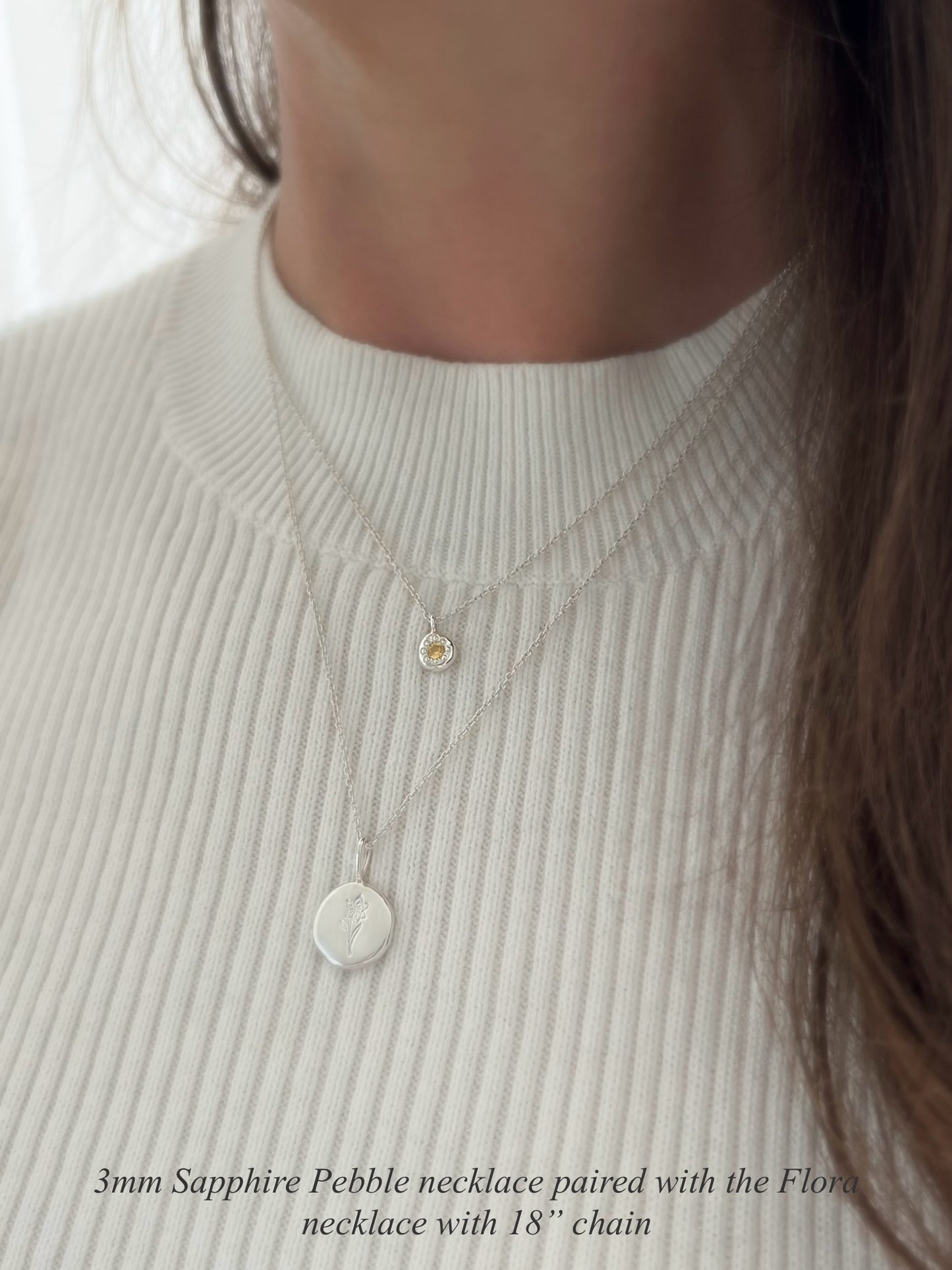 Recycled Sterling Silver Sapphire Pebble Necklace