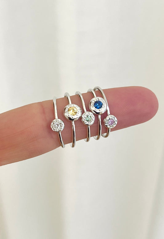 Recycled Sterling Silver Sapphire Pebble Ring