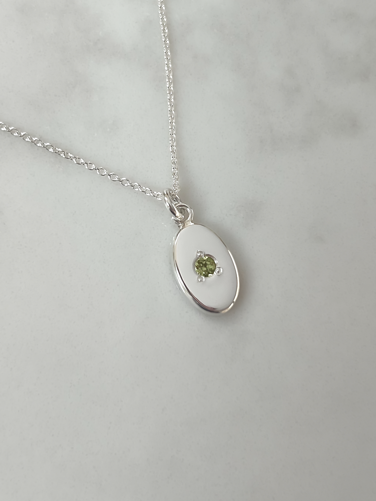 Recycled Sterling Silver and Peridot Pendant