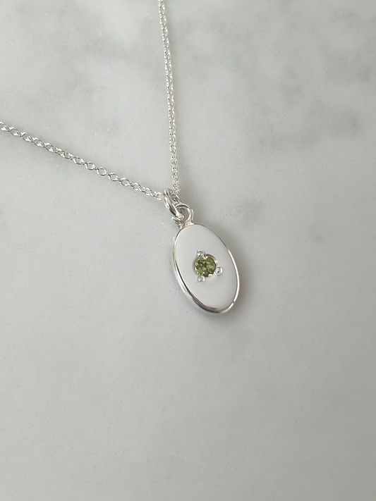 Recycled Sterling Silver and Peridot Pendant