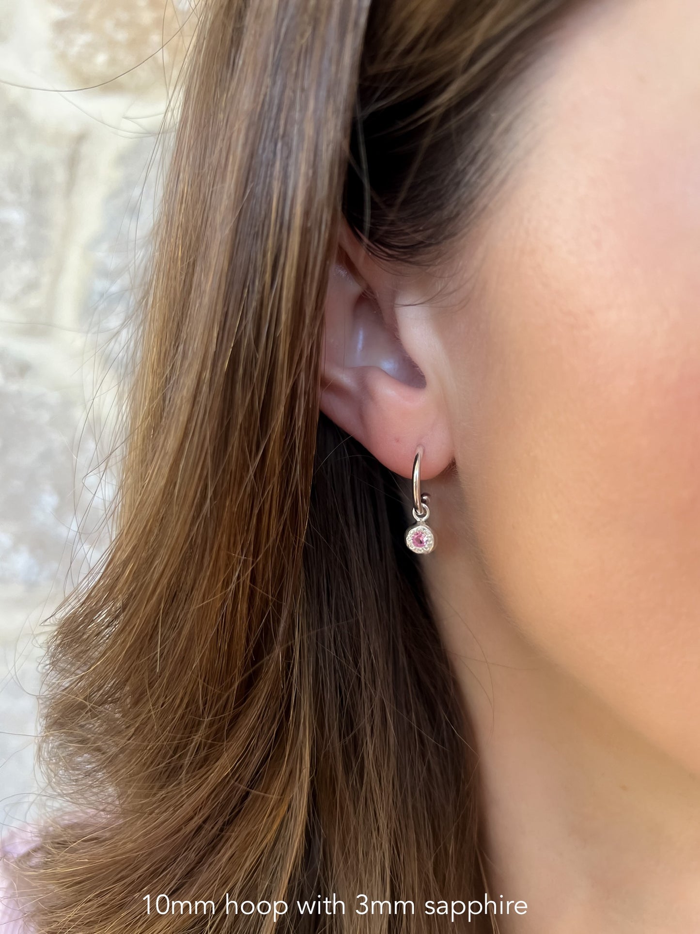 Recycled Sterling Silver Sapphire Pebble Hoops