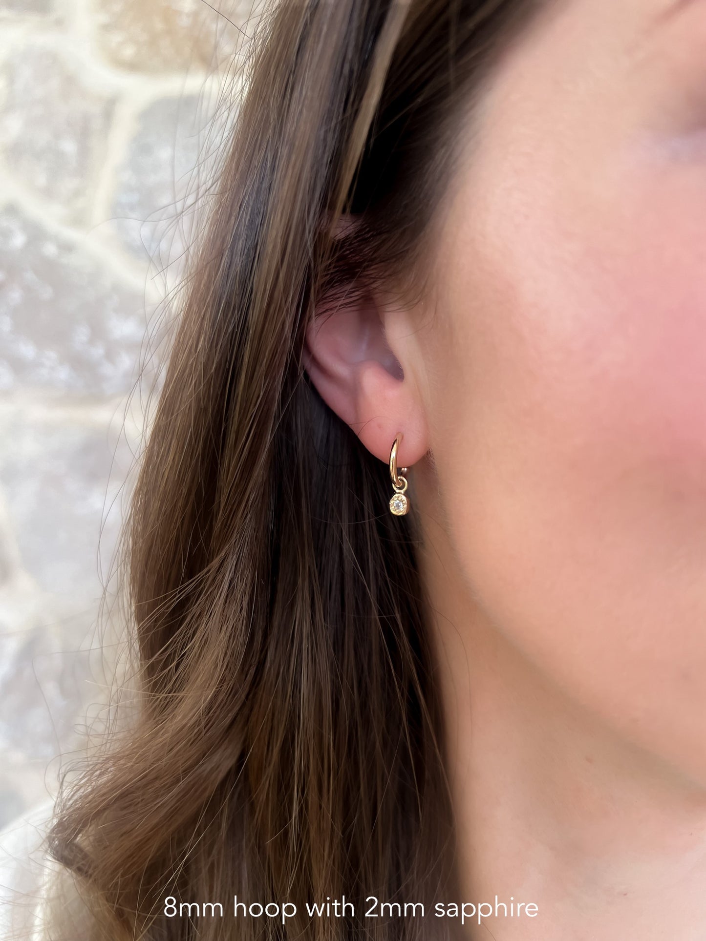 Australian 9ct Solid Gold Sapphire Pebble Hoops
