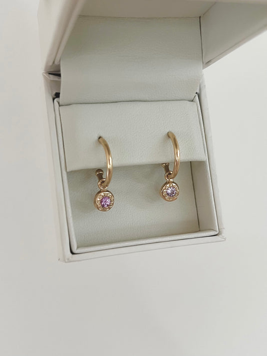 Australian 9ct Solid Gold Sapphire Pebble Hoops