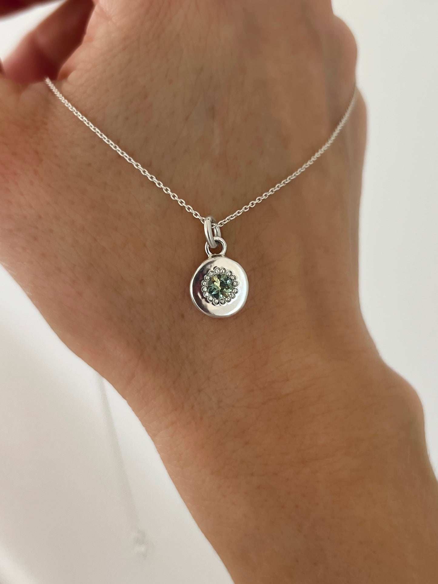 Recycled Sterling Silver and Australian Parti Sapphire Pendant