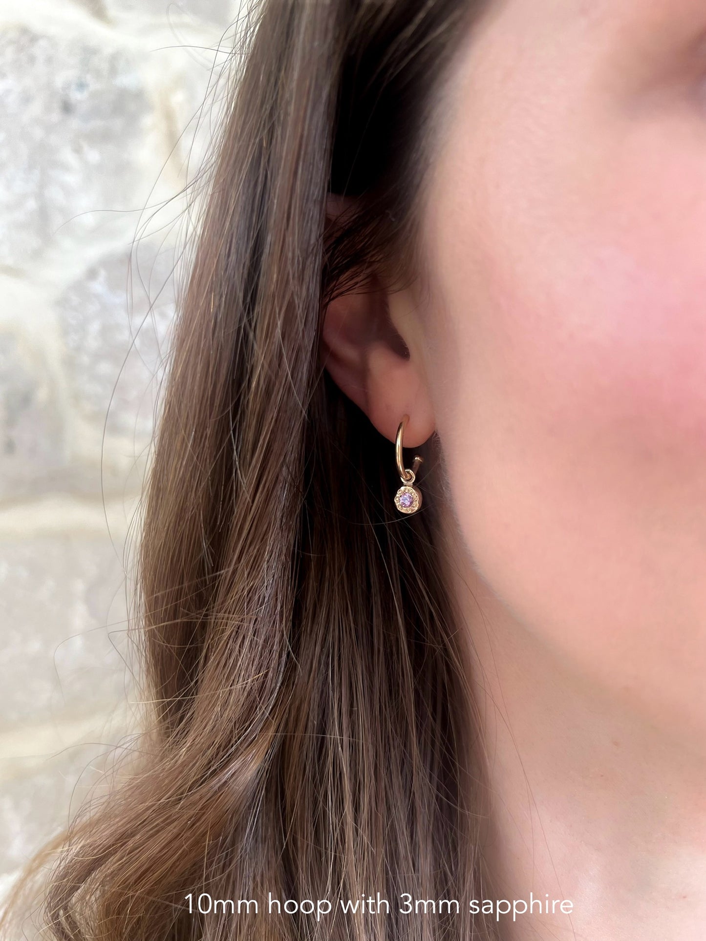 Australian 9ct Solid Gold Sapphire Pebble Hoops