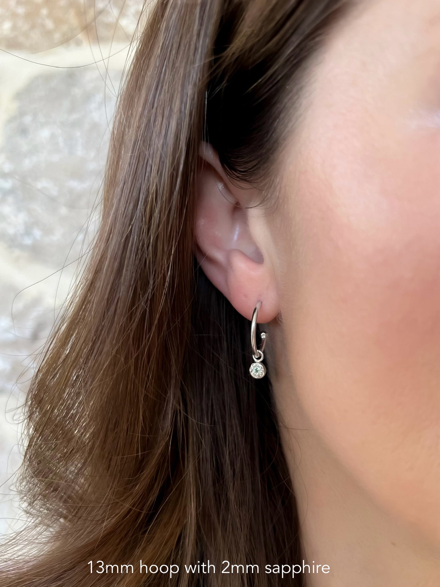 Recycled Sterling Silver Sapphire Pebble Hoops